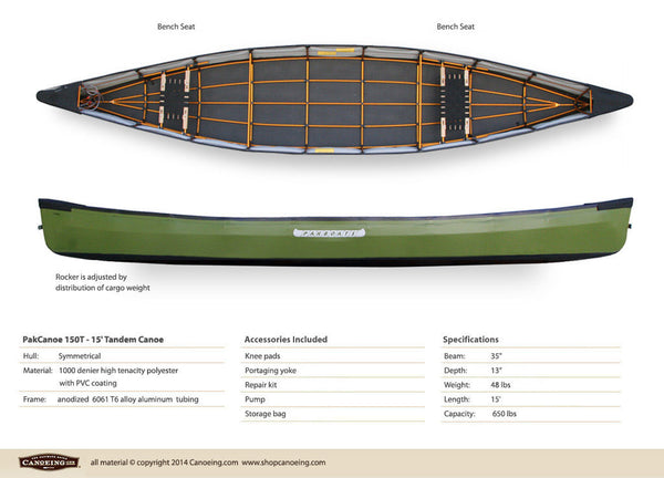 PakCanoe 150T - 15' Tandem Folding Canoe by Pakboats
