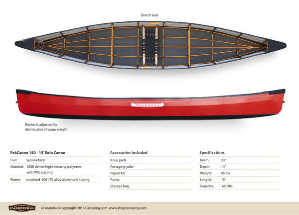 PakCanoe 150 - 15' Solo Folding Canoe by Pakboats