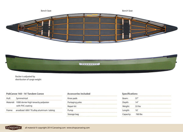 PakCanoe 160 - 16' Tandem Folding Canoe by Pakboats