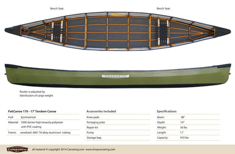 PakCanoe 170 - 17' Tandem Folding Canoe by Pakboats