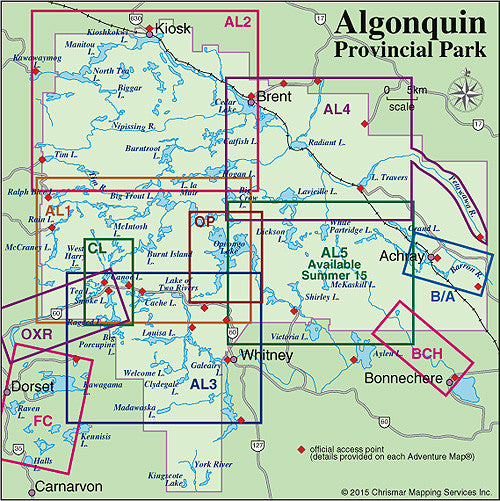 Algonquin Provincial Park 7 Canoe Lake Tom Thomson Lake Map